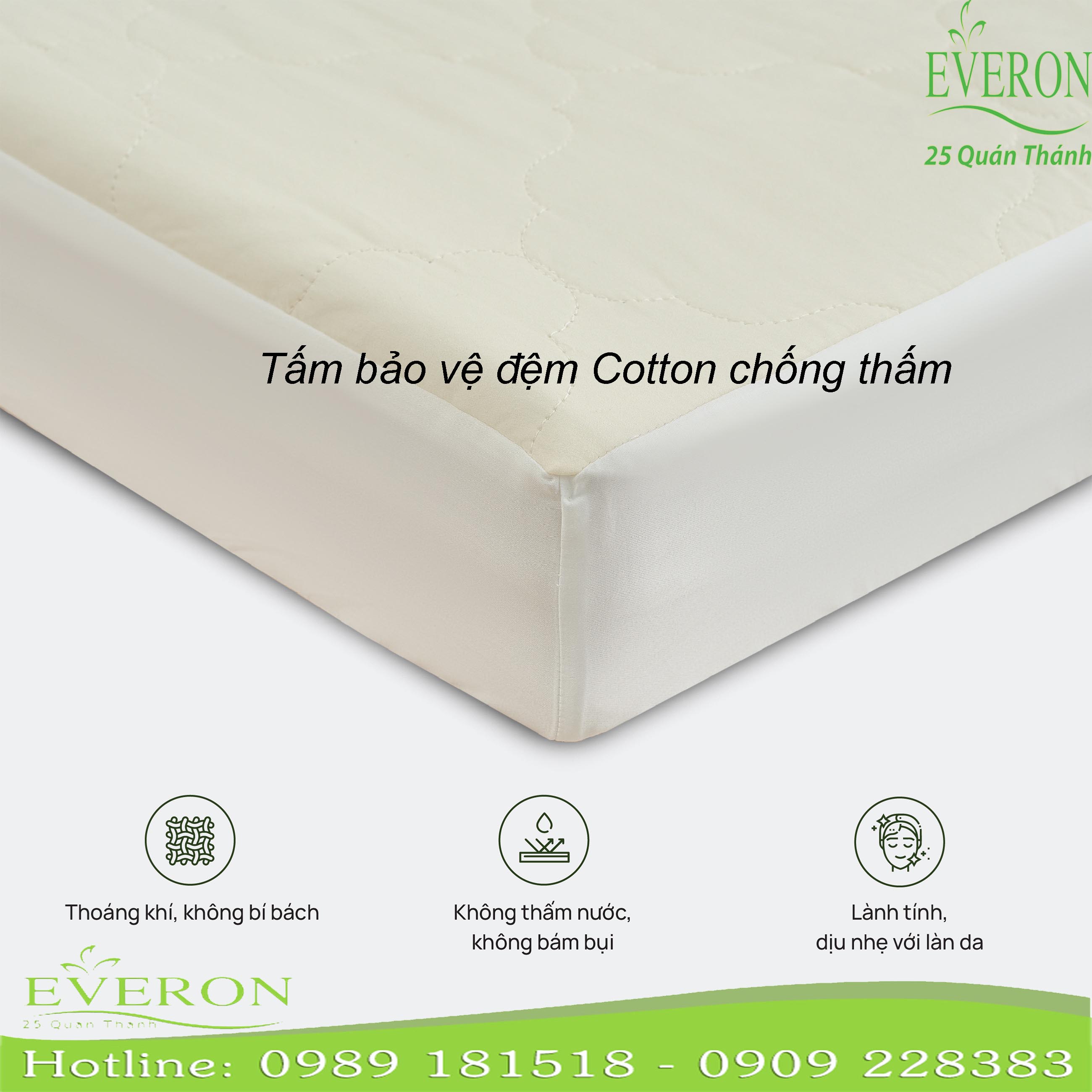 Tấm Bảo Vệ Đệm Cotton Chống Thấm Everon