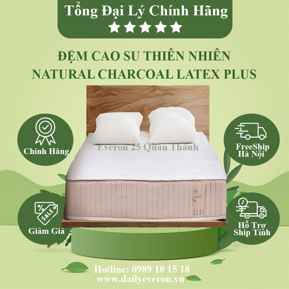 Đệm Cao Su Natural Charcoal Latex Plus Everon